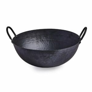 Black Hammered Stainless Big Bowl with Handles