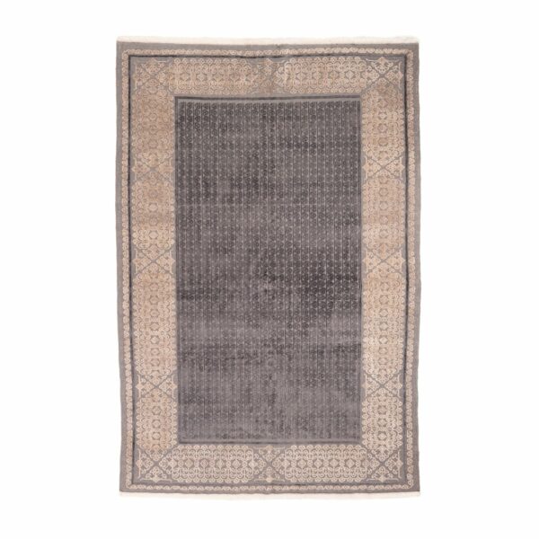 Grey Arabesque Hand-Knotted Carpet