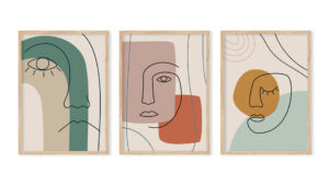 Minimalist Shapes Line Art Faces