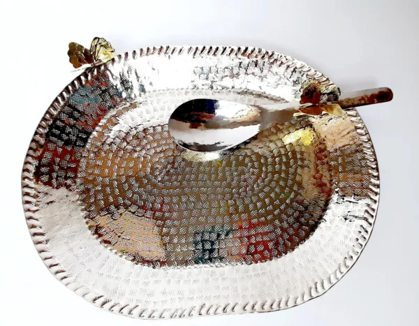 Butterfly oval copper platter of tray