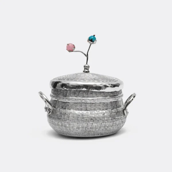 FLORA SERVING POT WITH Rose quartz & Agate stones