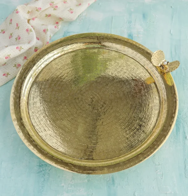 Pearla round copper dish & tray