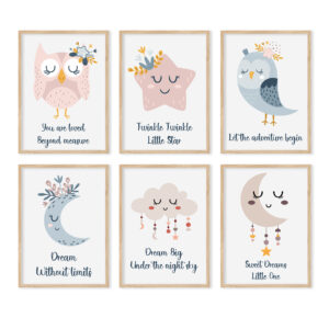 6 Frames Cartoon Moon Star - 30x40