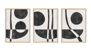 Set of 3 monochrome modern art