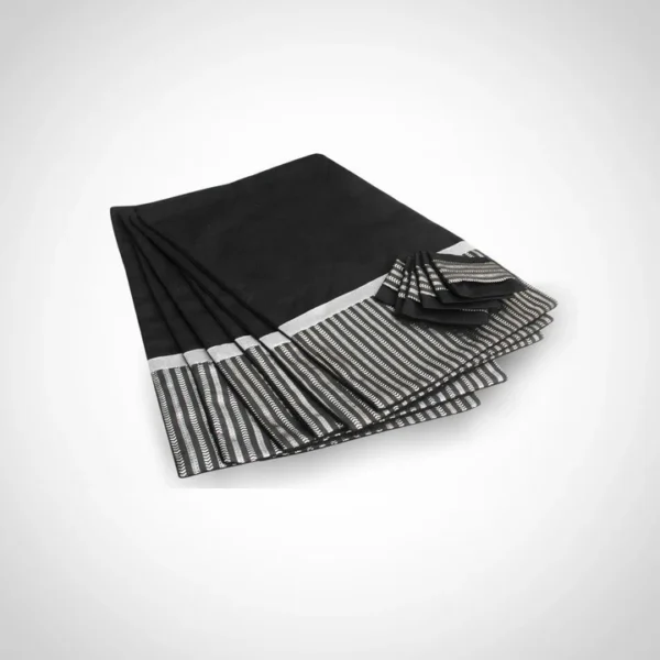 Set of 6 black and silver placemats