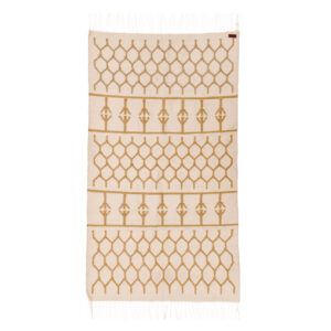 Bee Hive Cotton Kilim Rug - 0.8 m x 2.0 m, White