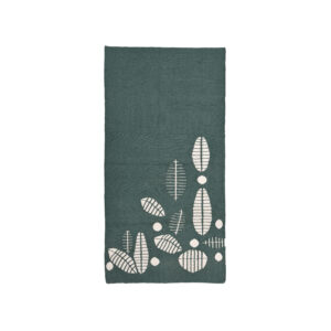 Leaves Cotton Kilim Rug - 0.7 m x 1.5 m, Green