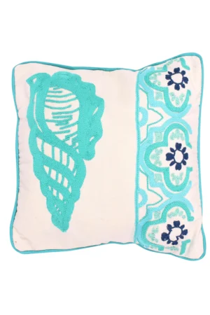 Hand-Embroidered Sea Shell Cushion