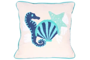 Hand-Knitted Beach House Sea Horse Cushion