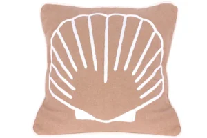 Ocean Shell: Hand-Embroidered Beach House Burlap Cushion