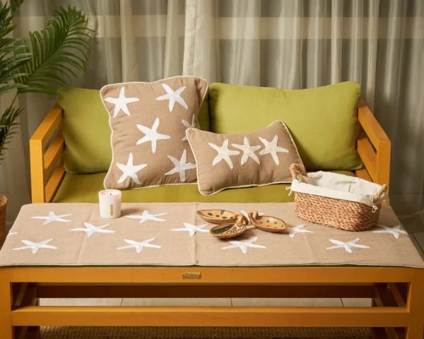 Hand-Knitted Beach House Star Cushion