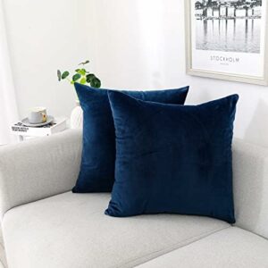 Soft Thick Velvet Throw Pillow Covers Decorative Square Cushion Cover - 40 x 40 CM, Navy