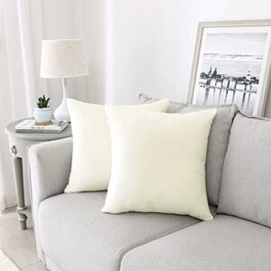 Soft Thick Velvet Throw Pillow Covers Decorative Square Cushion Cover - 40 x 40 CM, Vanilla Latte