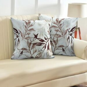 Printed Linen Velvet Cushion Covers - 45W x 45L CM, Café x Brown