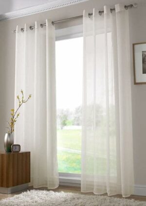 Luxury Voile Chiffon Curtains - Off white, 200W x 240L CM