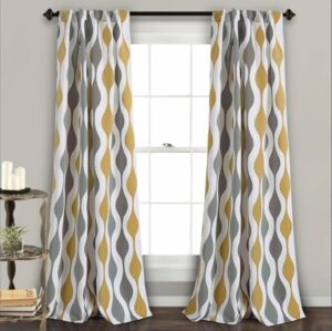 Light Filtering Window Curtain with Back Tab Design - Gold*Grey, 150W x 230L CM
