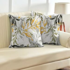 Printed Linen Velvet Cushion Covers - 30W x 30L CM, Green x Yellow