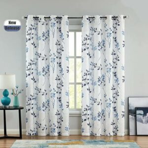 Rich Natural Linen curtains - 300*270, Navy Blue / Blue