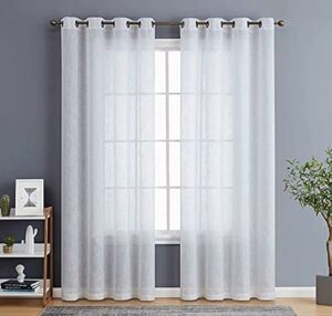 HOUSE Elegant Natural Linen Curtain Panel Steel - 200W x 200L CM, White