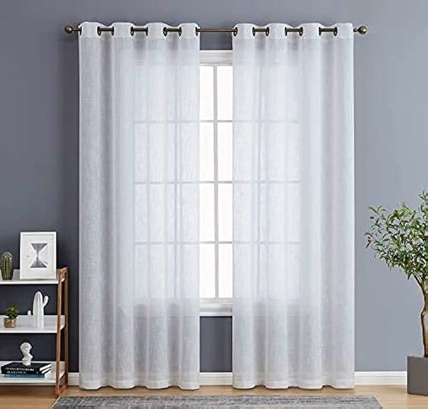 HOUSE Elegant Natural Linen Curtain Panel Steel