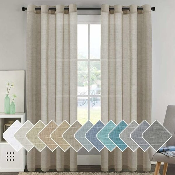 HOUSE Elegant Natural Linen Curtain Panel Steel
