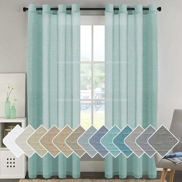 HOUSE Elegant Natural Linen Curtain Panel Steel