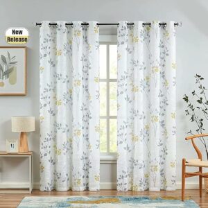Rich Natural Linen curtains - 150*210, Yellow/Gray
