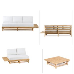 Outdoor Teak Set ( including 1 three seaters Sofa, 1 Two Seaters Sofa, 1 Teak Table )