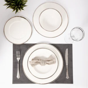 Tunisie Leila Dinner Set with Platinum Rim - 20 Pieces for 6 People