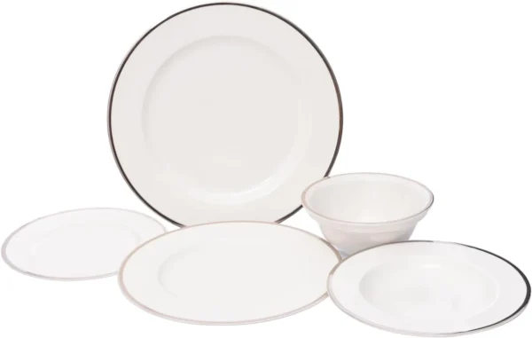 Tunisie Leila Dinner Set with Platinum Rim - 20 Pieces for 6 People