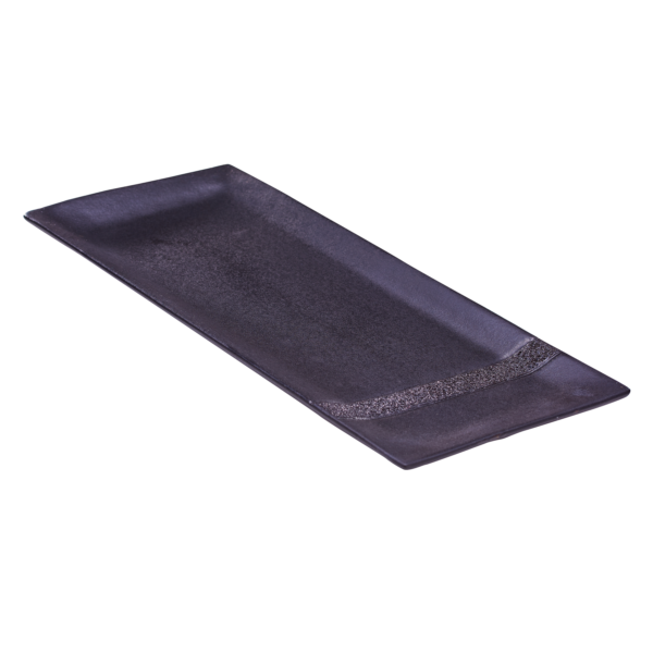 Ashes Serving Plate Rectangular Hammered Width Edge black