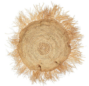 Round Raffia Cushion with Fringes