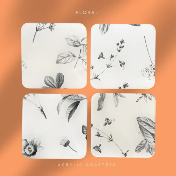 Floral finesse acrylic coasters set
