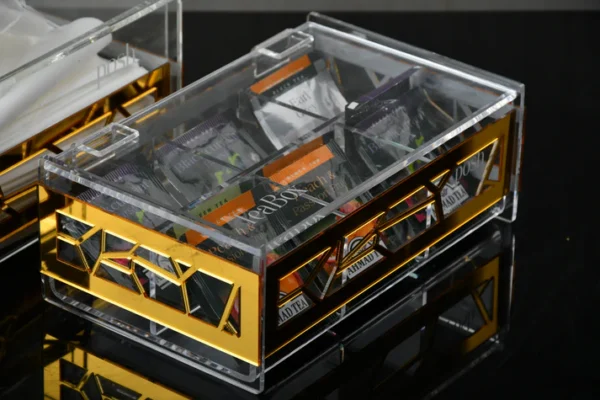 gold set(basket+tissue box+tea box)