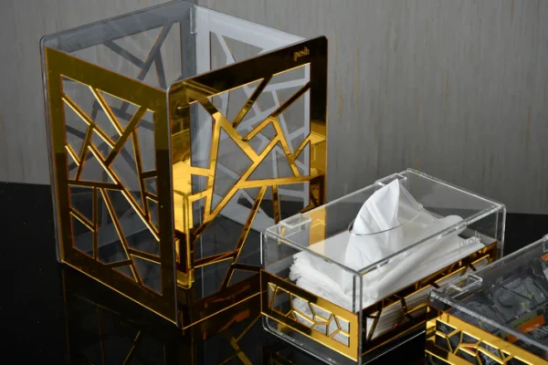 gold set(basket+tissue box+tea box)
