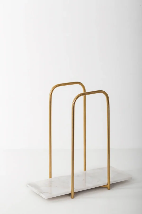 Elegant Towels Holder - Small 7.5 x16 CM Height 26 CM / White / Gold Shiny