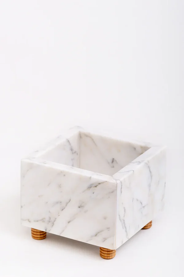Flower Pot with Wood Support INS-017 - Blue ICE
