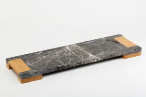 Service Tray Marble + Wood Hand - Brown