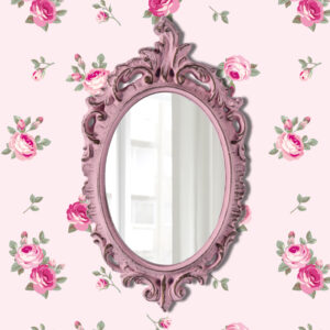 Pretty shabby wall mirror-oval vintage-pale pink