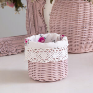 Mini tube wicker basket-pale pink