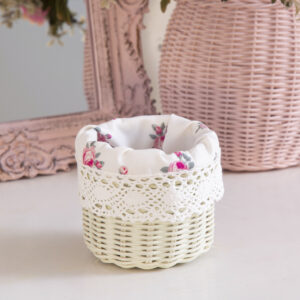 Mini tube wicker basket-antique white