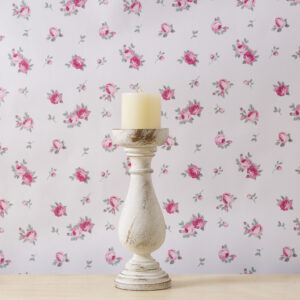 Country candle holder-antique white-medium