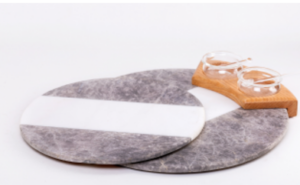 Service Plate -Duo Colors - Gray / Set with Cup Holder