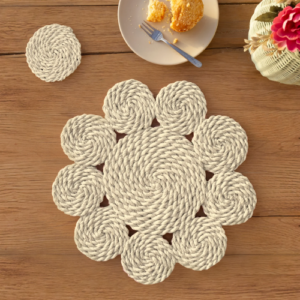 Halfa flower shape placemat-antique white