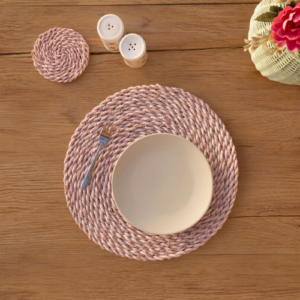 Halfa round placemat-pale pink