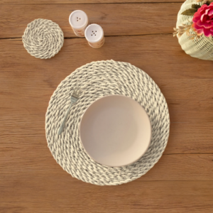 Halfa round placemat-antique white