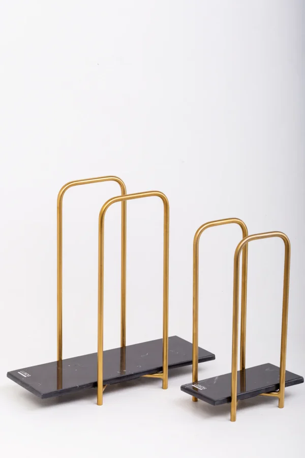 Elegant Towels Holder - Large 30x10 CM Height 30 CM / Gray / Gold Shiny
