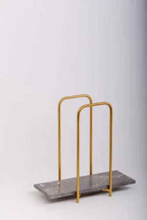 Elegant Towels Holder - Large 30x10 CM Height 30 CM / Gray / Gold Shiny