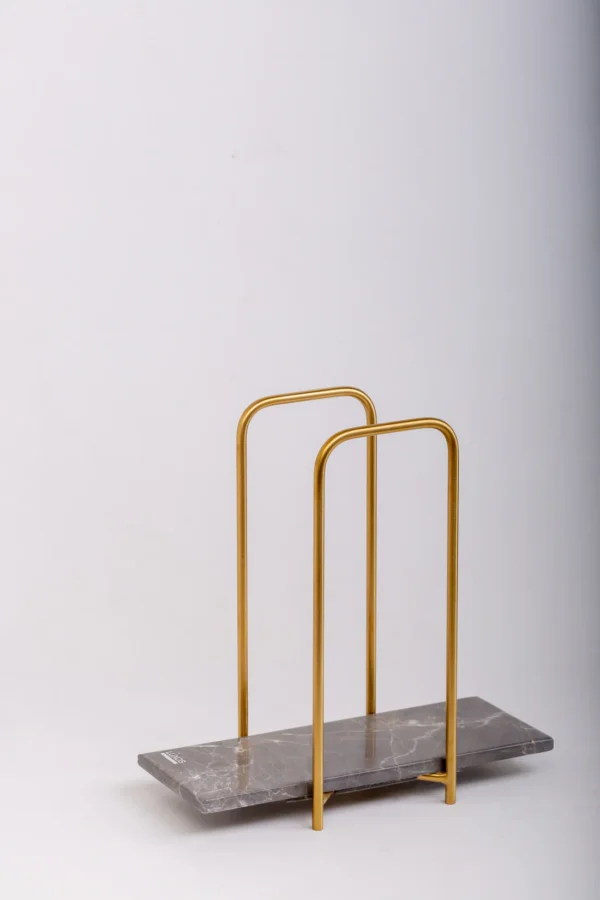 Elegant Towels Holder - Large 30x10 CM Height 30 CM / Gray / Gold Shiny