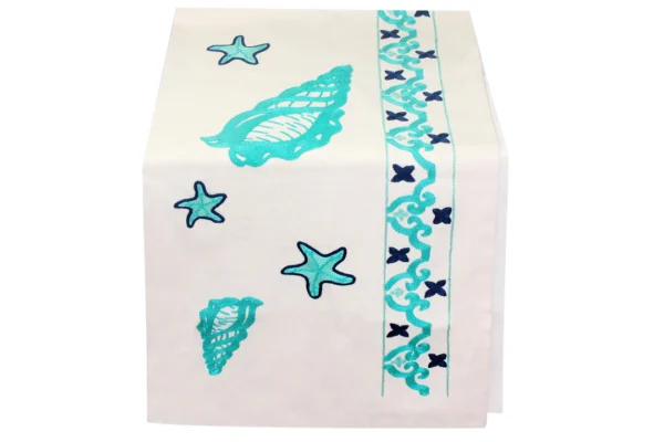 Hand-Embroidered Star Fish Table Runner
